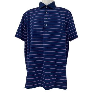 Greyson Mens‎ Golf Polo Shirt Purple/Pink Striped Performance EUC M